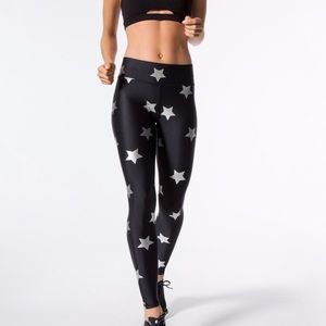 Terez Silver Star Black Leggings